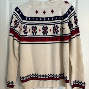 Vintage Cream and Red Crewneck Fair Isle Sweater, Deadstock NWOT